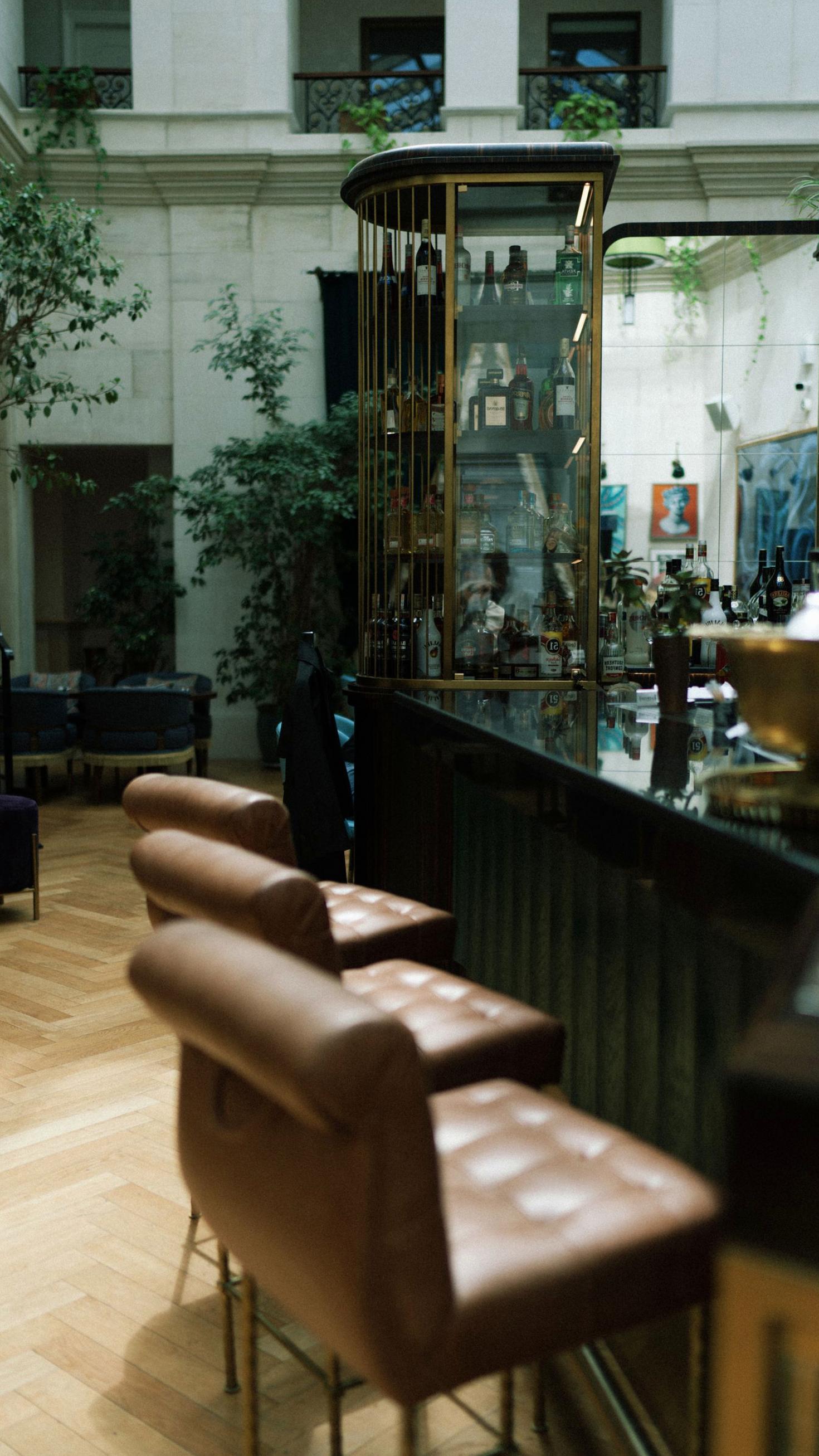 Elegant hotel bar seating