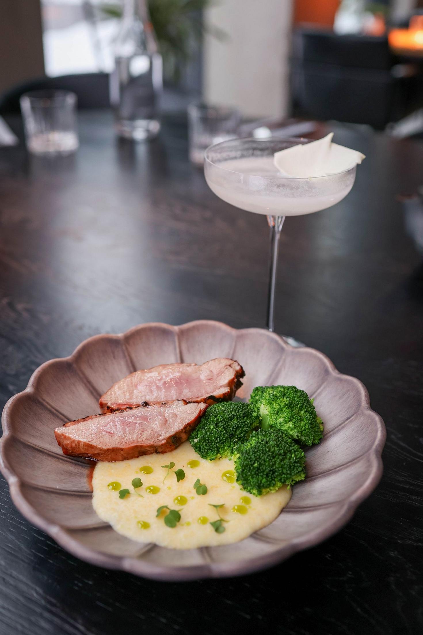 Gourmet pork and broccoli plate